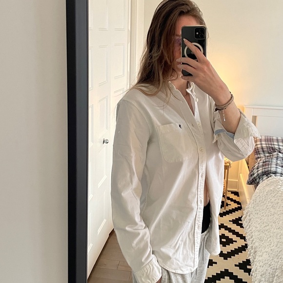 WHITE BUTTON-UP SHIRT ABERCOMBIE & FITCH (M) - Picture 2 of 8